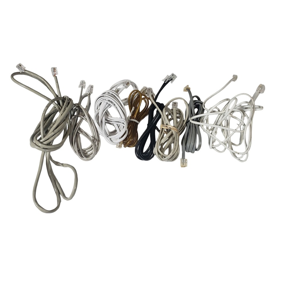 Assorted Telephone RJ11 and Ethernet RJ45 Networking Cable Lot White Grey Black